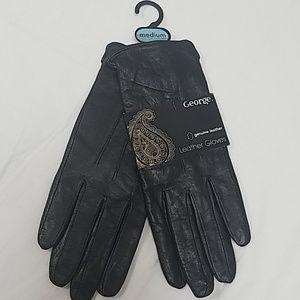 Black leather gloves